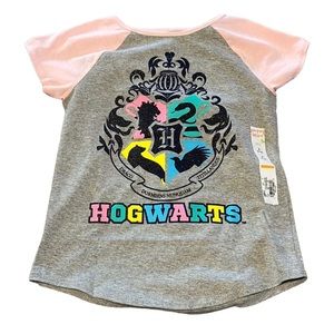 NWT Harry Potter Wizard Hogwarts Pink and Gray T Shirt Size 5